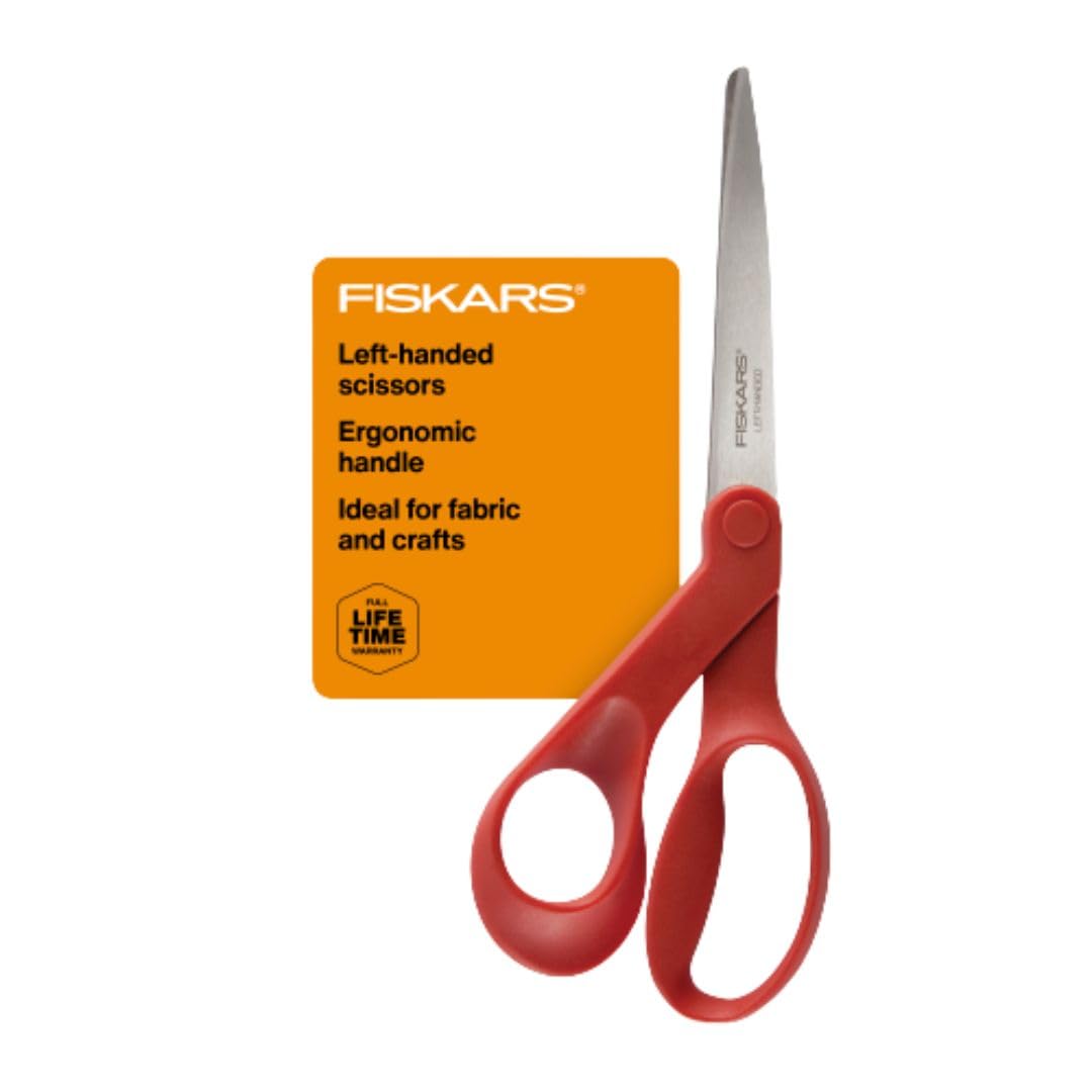 Fiskars left-handed scissors with bent handle design