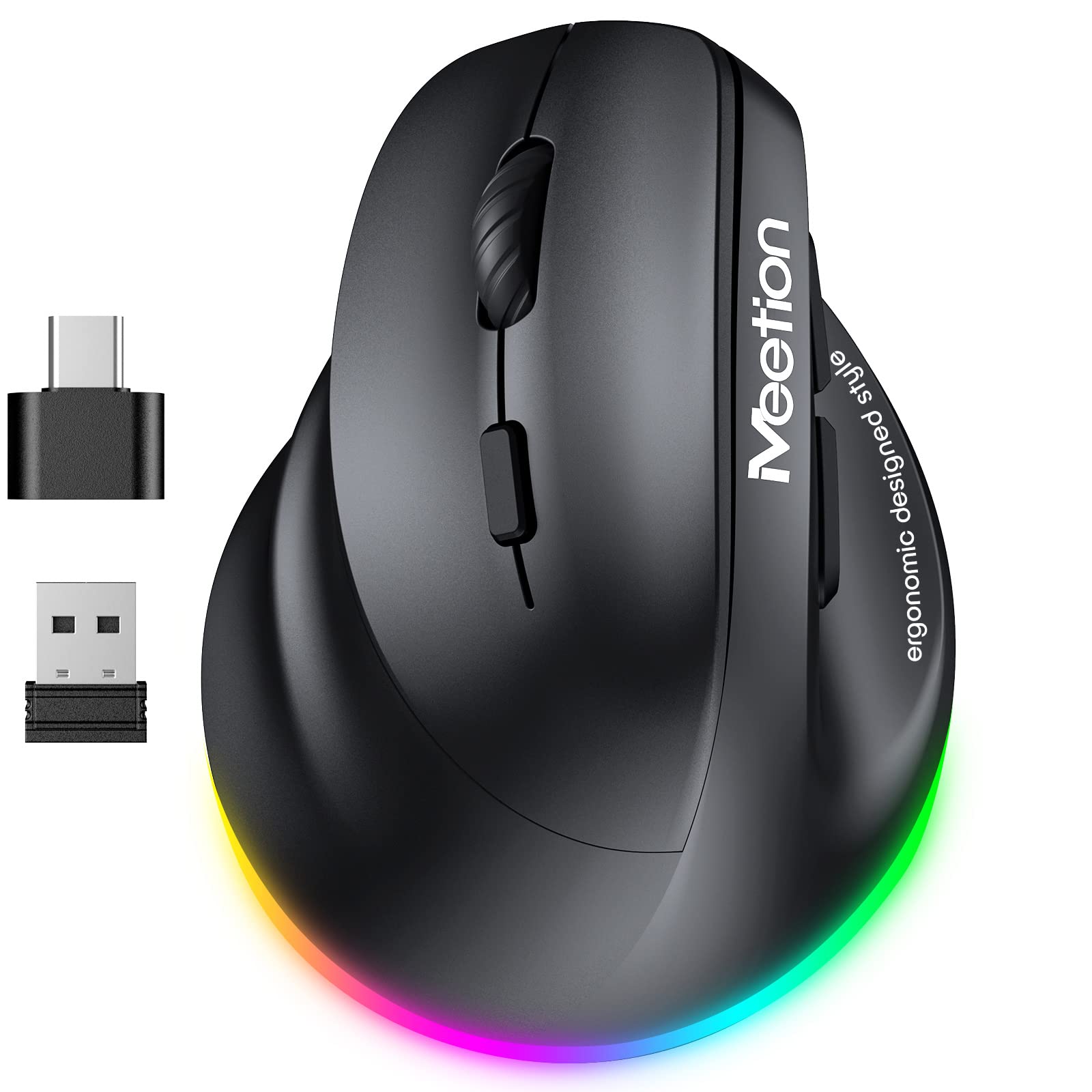 MEETION ergonomic left-handed vertical wireless mouse