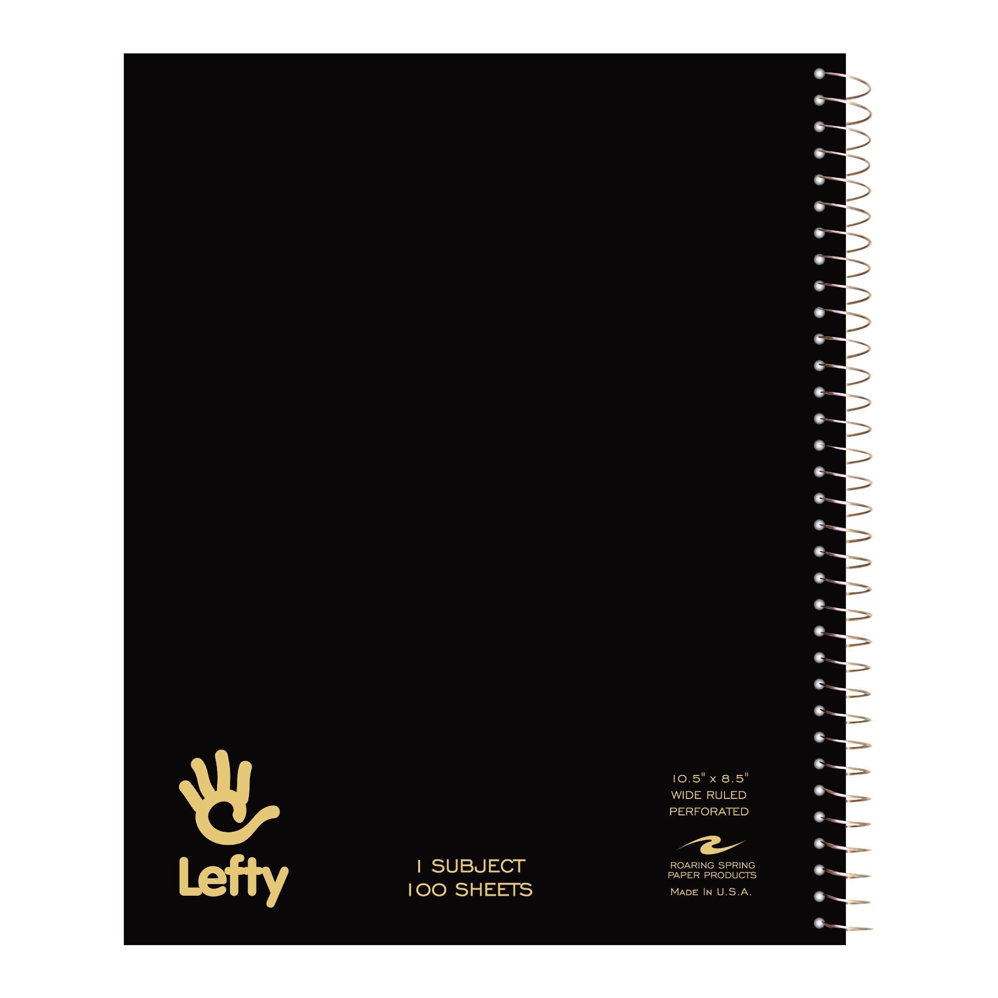 Roaring Spring left-handed spiral notebook with right-side binding