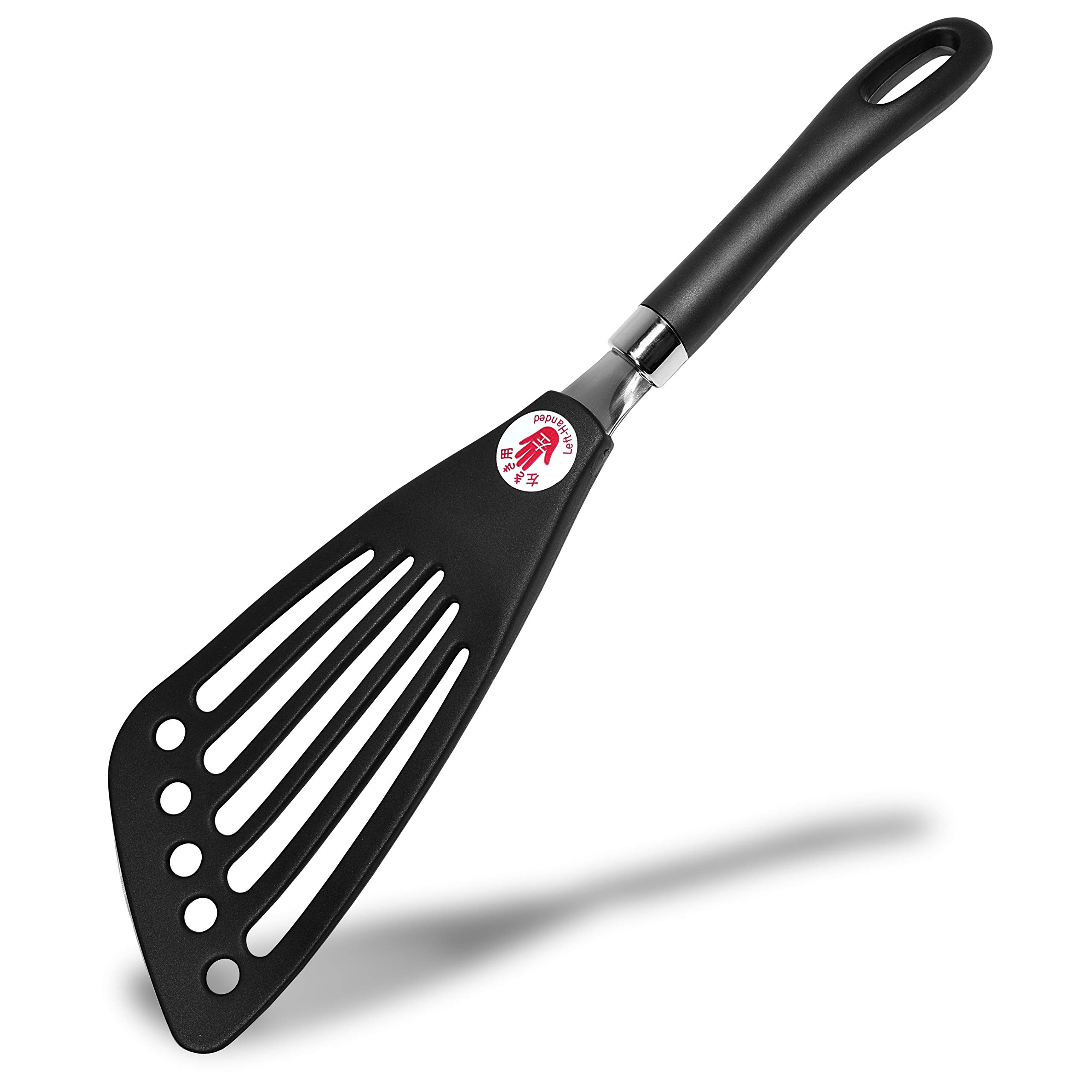 Left-handed nylon spatula with angled front edge