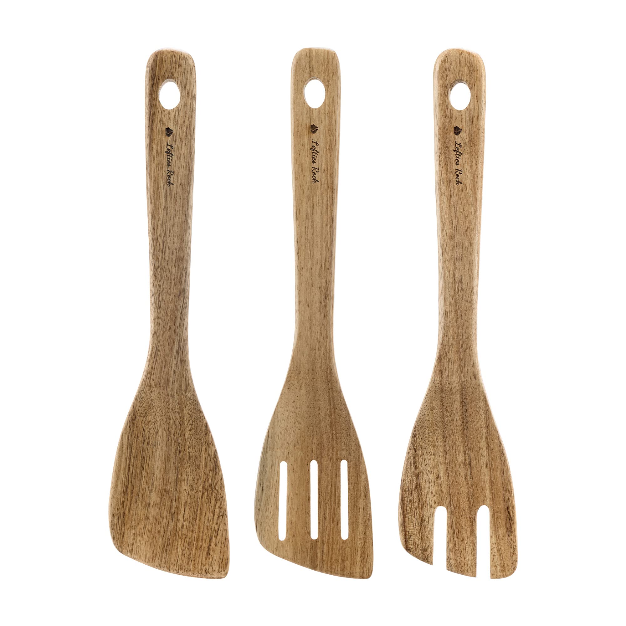 Navaris left-handed wooden spatula set of three